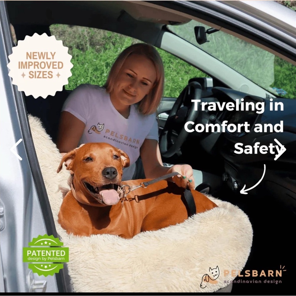 New Pelsbarn Protecting Dog Car Seat with Belt, Beige, Medium - Picture 7 of 12
